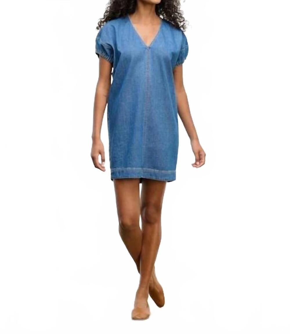 NEW VELVET BY GRAHAM & SPENCER aurora puff sleeve v neck mini dress in classic d